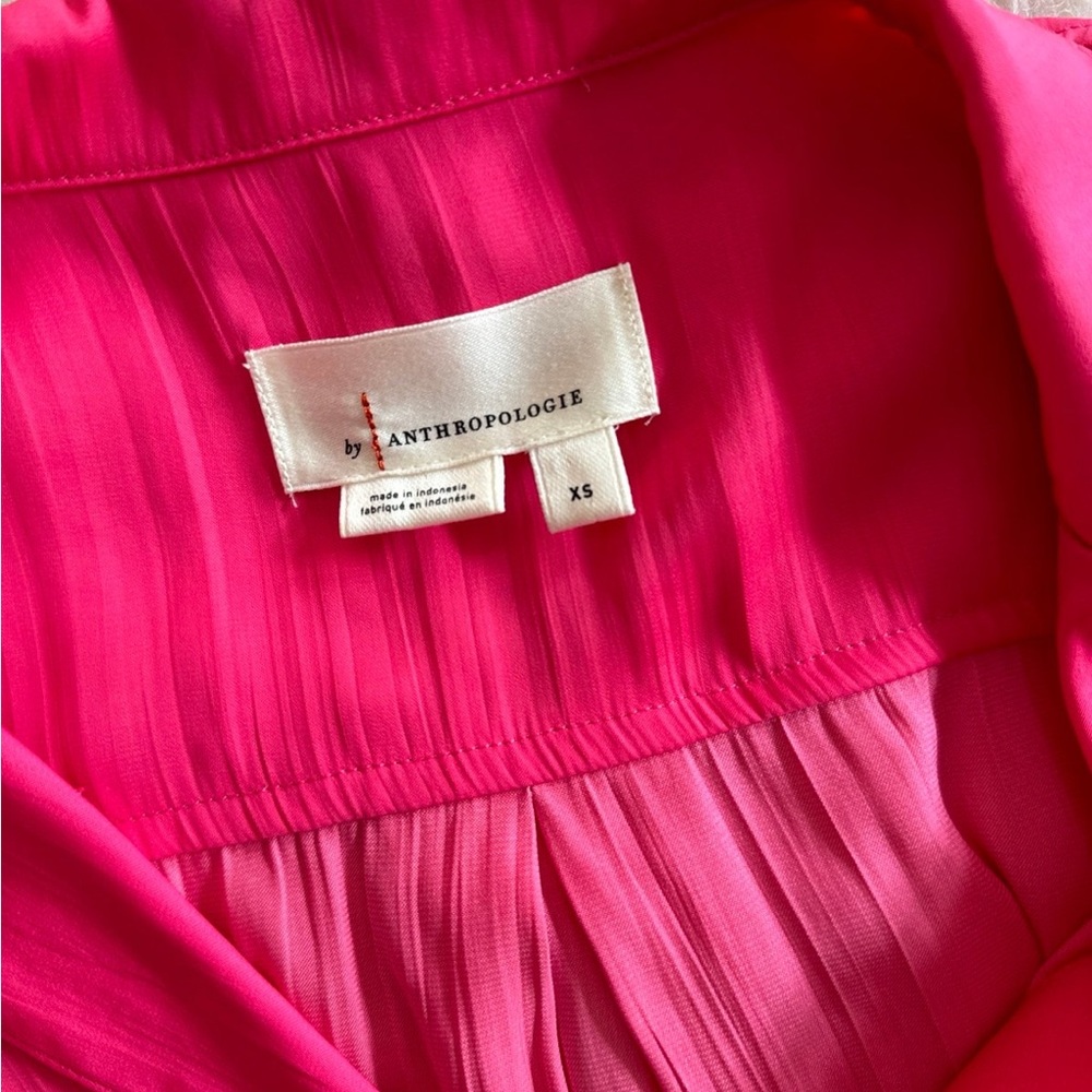 Anthropologie Pink Notched Collar Button Down Shirt - Picture 4 of 8